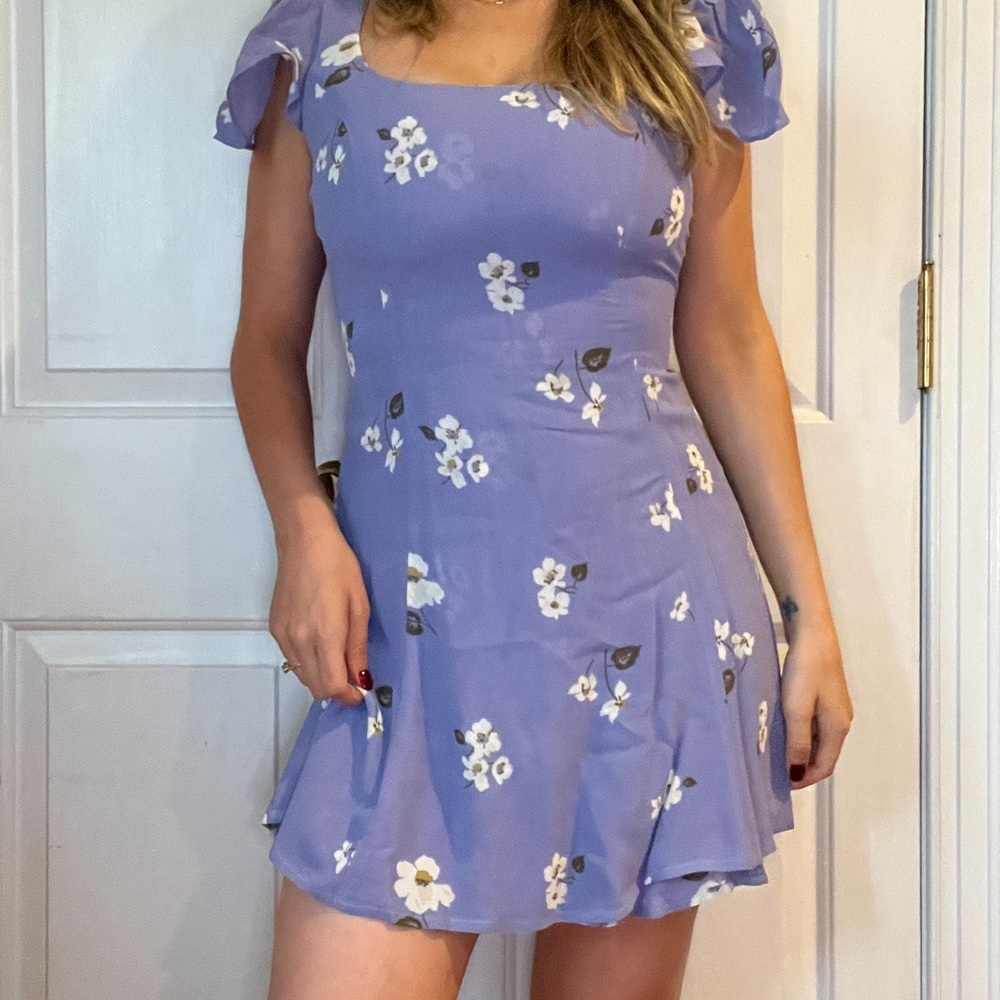 Reformation Mini dress size 0. Purple/floral print.